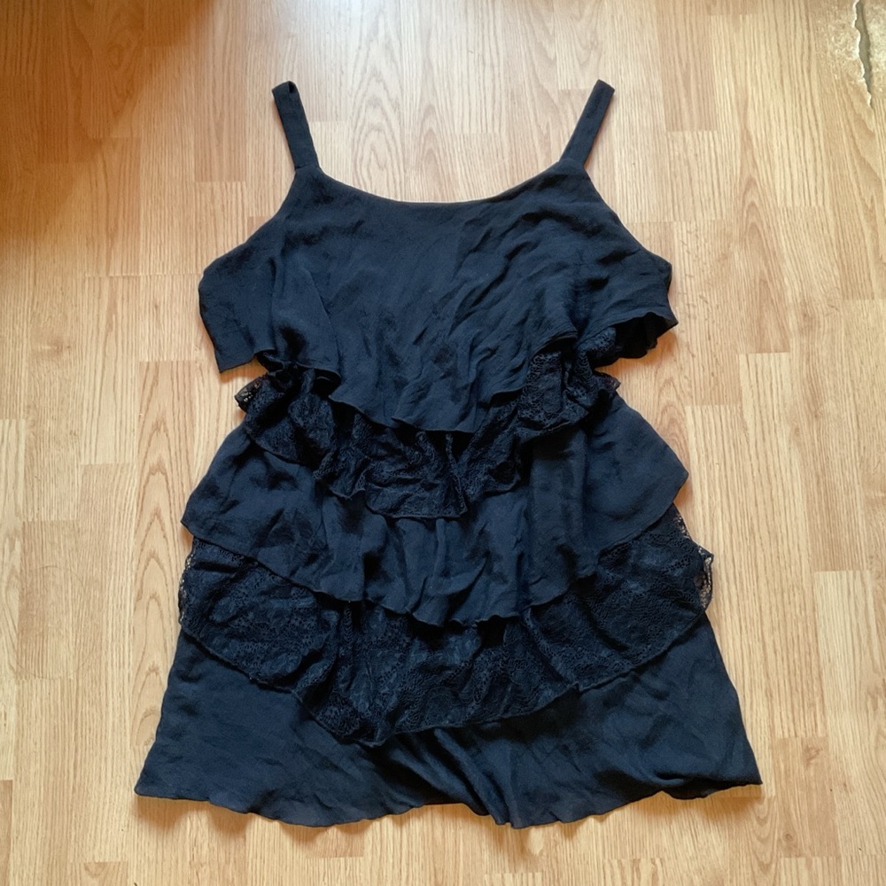 Black tiered mini dress